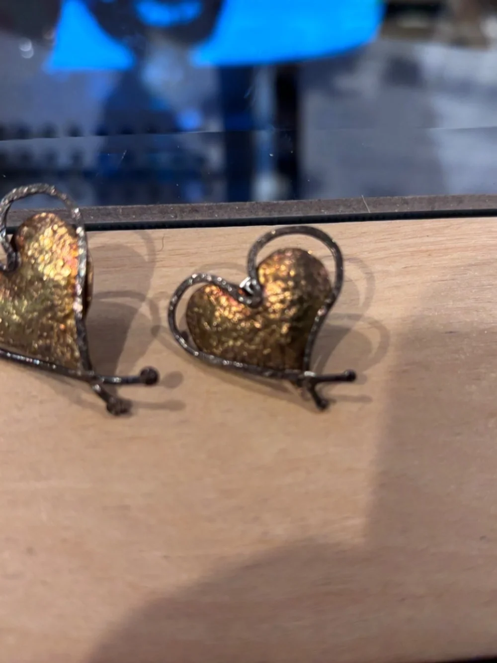 2 vintage Donna Burdick double heart sterling silver pins